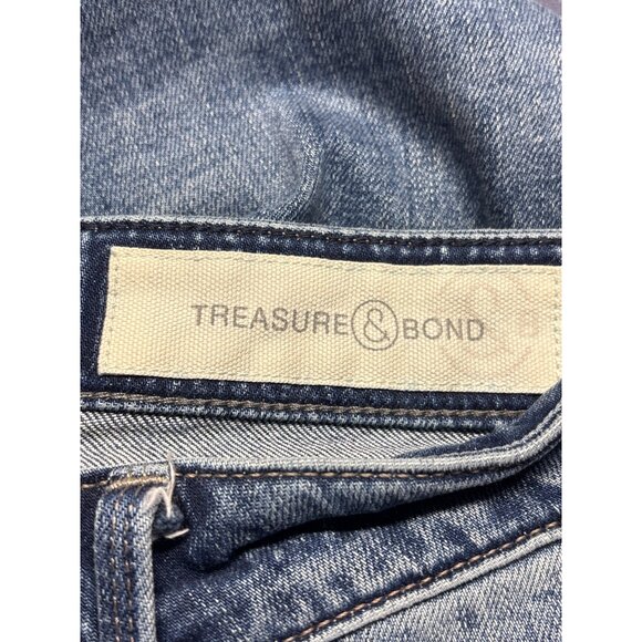 Treasure & Bond High Rise Loose Skinny Crop Jeans 26 Distressed Holes Raw Hem - Picture 4 of 5